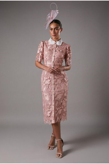 Lace Shirt Dress Contrast Colour