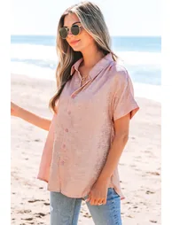 Lvness Delicacy Metallic Buttoned Loose Fit Short Sleeve Shirt - 5