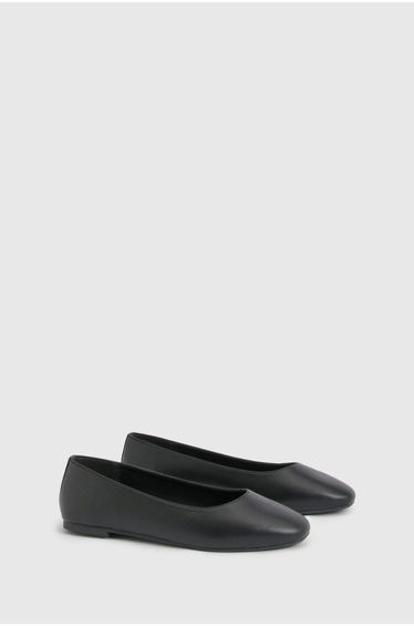 Round Toe Ballet Flats - black