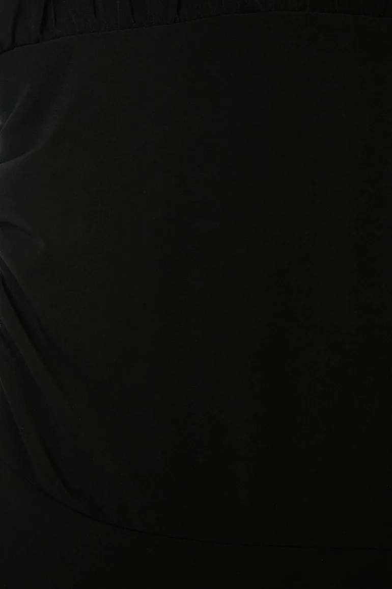 Black Ruched Waist Detail Mini Knitted Plus Size Dress - 6