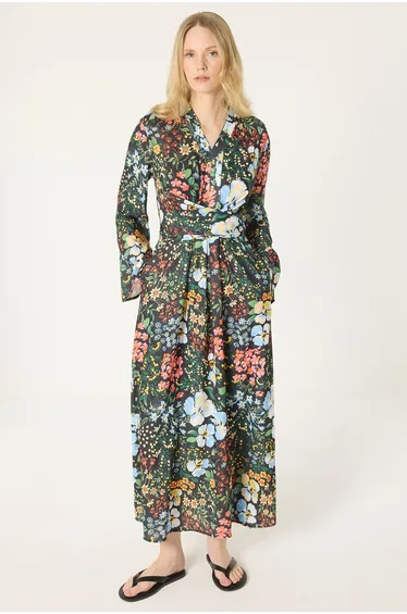 FLOWER PATTERNED CREPE DRESS
