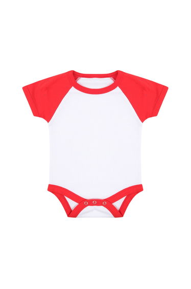 Larkwood Baby Boys/Girls Essential Short Sleeve Baseball Bodysuit - White/Red