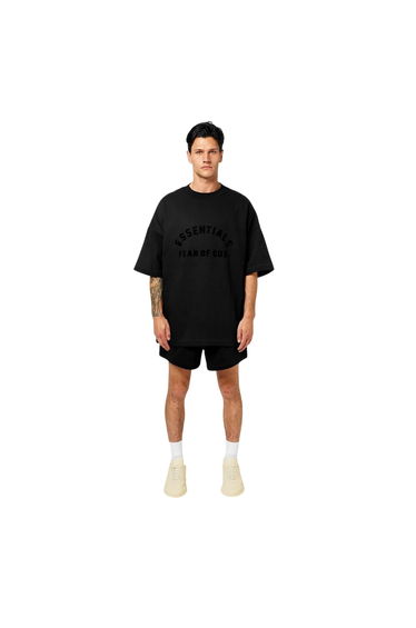 Essentials Mens Logo Relaxed Fit Short-Sleeved T-Shirt - Black