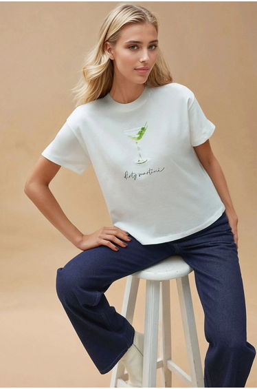Printed Regular Fit Crew Neck 100% Cotton T-shirt