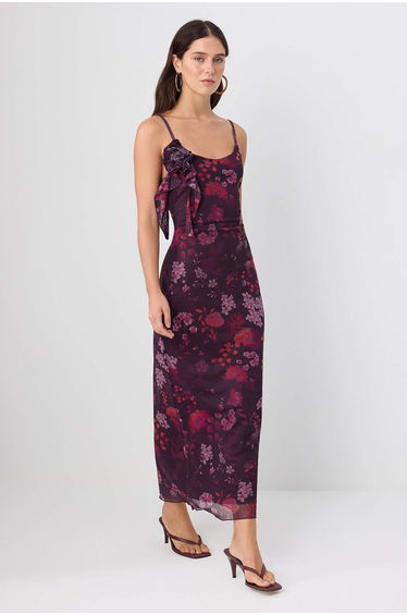 Multi-Colored*001 Abstract Appliqué Maxi Knitted Dress