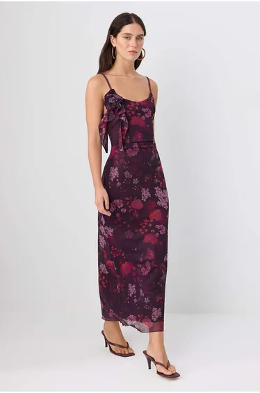 Multi-Colored*001 Abstract Appliqué Maxi Knitted Dress