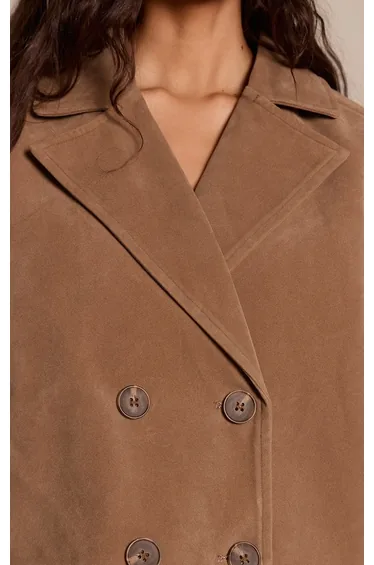 Mushroom Suede Cropped Trench