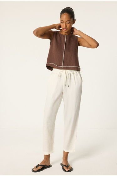 LINEN TROUSERS WITH ELASTIC WAISTBAND