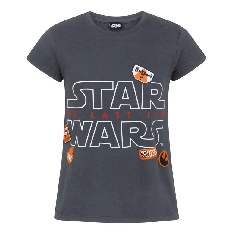 Star Wars: The Last Jedi Girls Badge T-Shirt - Grey