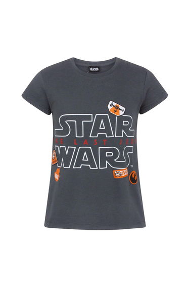 Star Wars: The Last Jedi Girls Badge T-Shirt - Grey