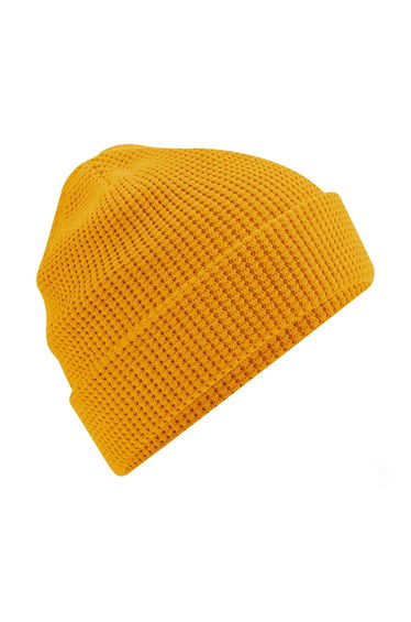 Beechfield Waffle Organic Cotton Beanie - Mustard Yellow