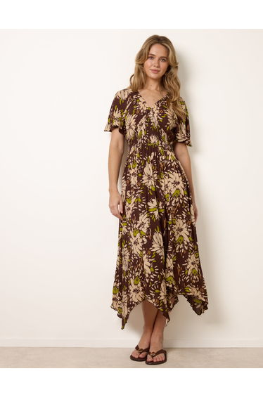 Shirred Waist Hanky Hem Dress