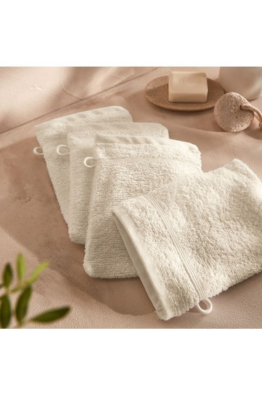 Set of 4 Zavara 100% Cotton Terry Supersoft Wash Mitts