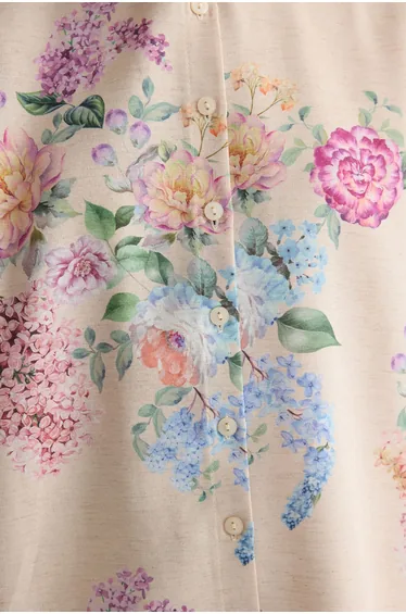 Powder Floral Linen Look Woven Shirt