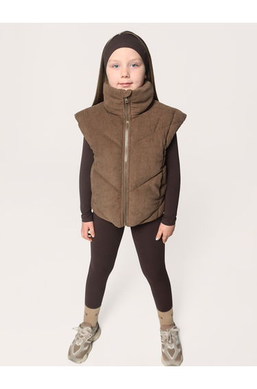 Blanca Sport Girls Padded Velour Gilet in Brown