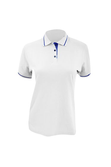 Kustom Kit Ladies St. Mellion Short Sleeve Polo Shirt - White/Navy