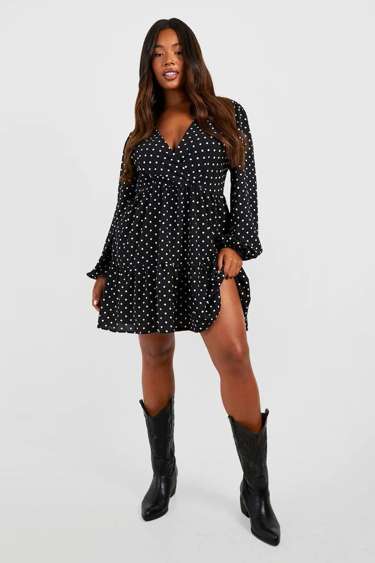 plus size smock dress Women's Plus Size Evie Smock Tiered Dress - Burnt Orange