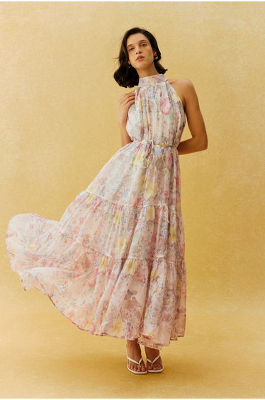 Stay In The Garden Pink Floral Print Sleeveless Maxi Dress