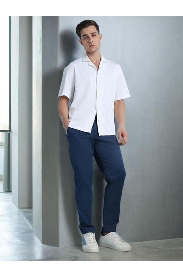 Men Cuban Collar Relaxed Fit Textured Shirt