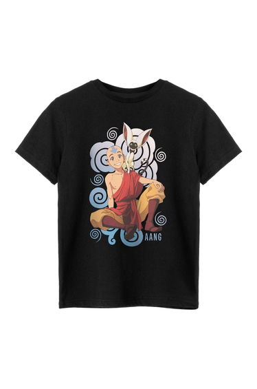 Avatar: The Last Airbender Childrens/Kids Aang & Momo T-Shirt - Black