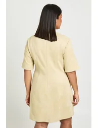 Plus Suede Boxy T-shirt Dress - butter - 1