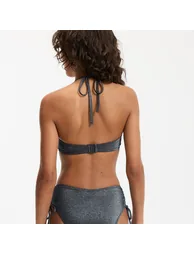 Bandeau Swimming Costume Top in Mesh with Metallic Fibre - 2