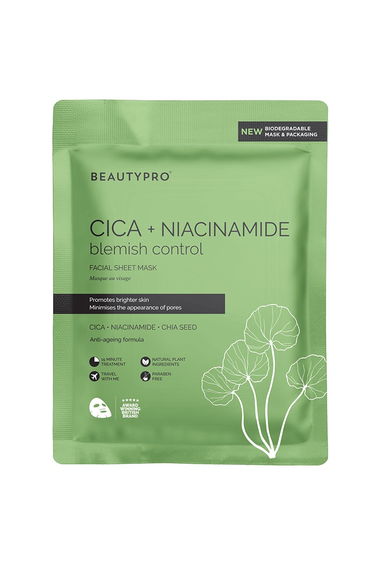 BEAUTYPRO CICA+NIACINAMIDE Blemish Control Face Sheet Mask 22ml