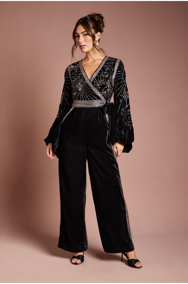 Wrap Top Celestial Velvet Jumpsuit