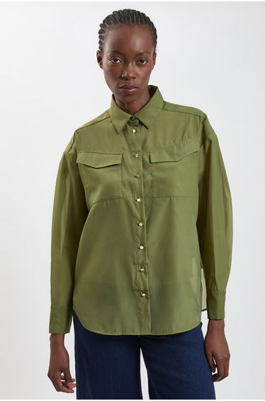 Trim Detail Organdie Shirt