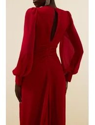 Valentine Knotted Maxi Dress in Red - 2