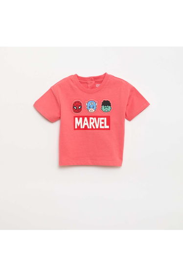 'Marvel' Print T-shirt RED