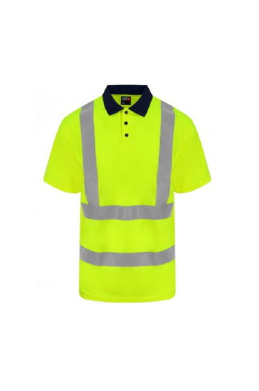 PRO RTX Mens High Visibility Polo Shirt - Yellow/Navy