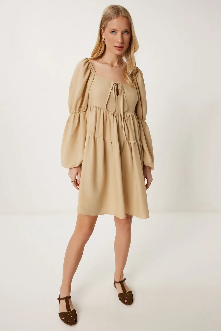 brown cotton summer dress MALLORCA - coffee linen Please check your size Dress Styles Multiway Green Color:Blush/Silver Arielle