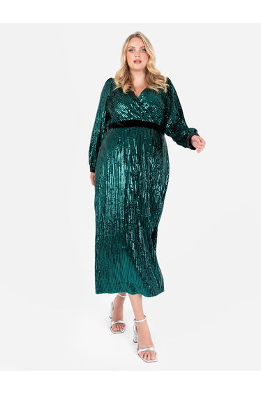 Lovedrobe Luxe Fully Embellished Velvet Midaxi Dress