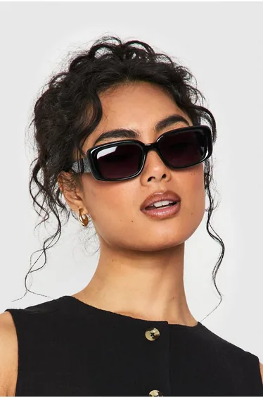 Chunky Square Frame Sunglasses - black