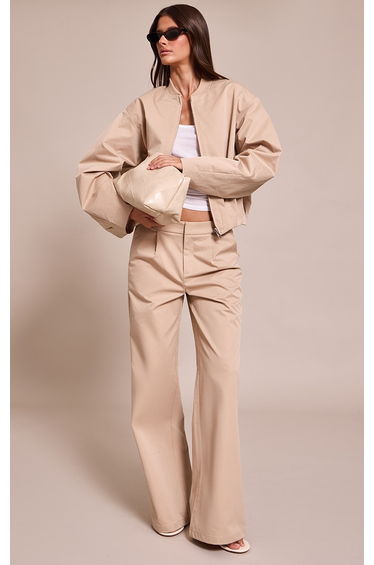 Stone Pleated Bomber Jacket
