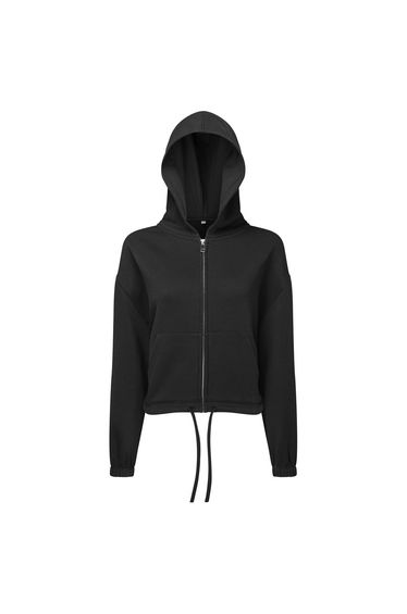 TriDri Womens/Ladies Recycled Cropped Oversized Full Zip Hoodie - Black