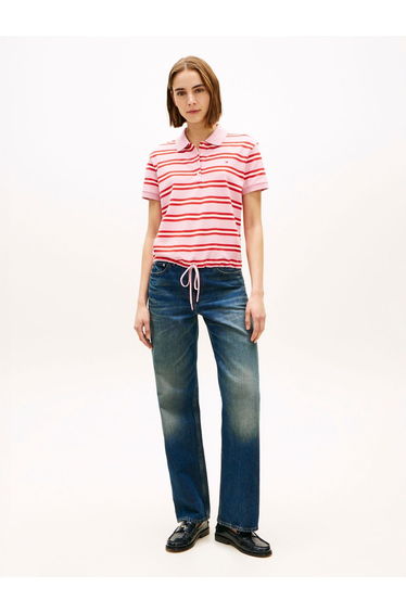 Multistripe Modern Ss Polo Preppy Stripe Bonita Pink Fireworks