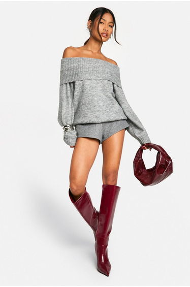 Soft Knit Bardot Slouchy Jumper