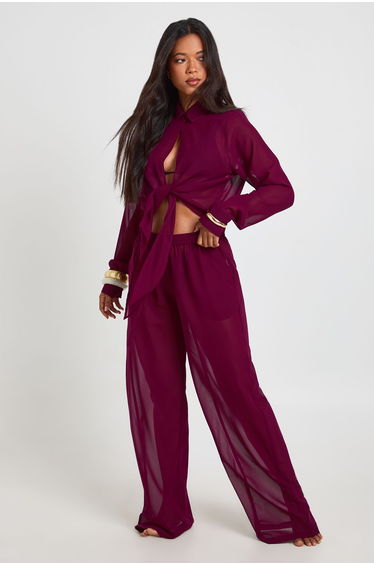 Chiffon Beach Trouser - plum