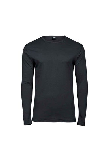 Tee Jays Mens Interlock Long-Sleeved T-Shirt - Dark Grey