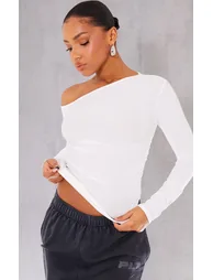 White Soft Touch Jersey Ruche Side Long Top
