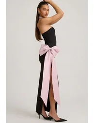 فستان أوه بولي متعدد الالوان بقصة مستقيمة بلا أكتاف - 5