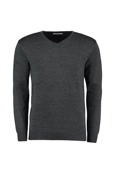 Kustom Kit Mens Arundel Long Sleeve V-Neck Sweater - Graphite