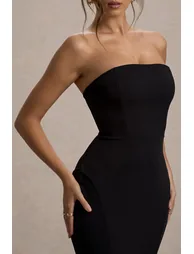 Impress Me | Black Strapless Bandeau Fishtail Maxi Dress - 2