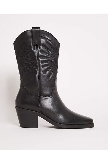 Embroidered Western Calf Boots Ex Wide
