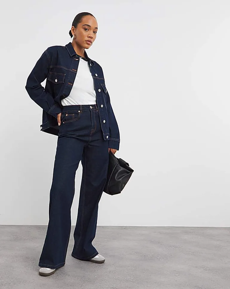 Contrast Stitch Boxy Denim Jacket Simply Be : Jackets : VogaCloset Bahrain