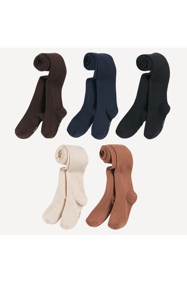 Pack of 5 Tights in Plain Cotton Mix