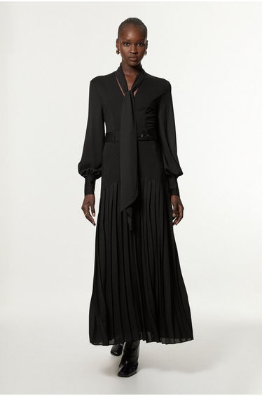 Jersey Ponte Georgette Mix Midi Dress