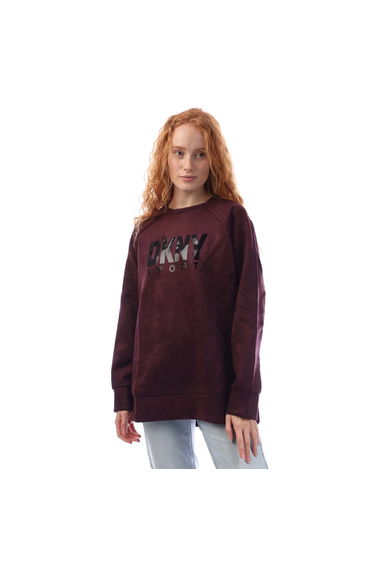 Women's DKNY Sueded Scuba Pullover Sweatshirt in Red